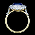 Edwardian Style Sapphire Diamond Cluster Ring 3.44ct Blue Sapphire 