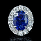 Edwardian Style Sapphire Diamond Cluster Stud Earrings 18ct Gold 3.59ct Sapphire