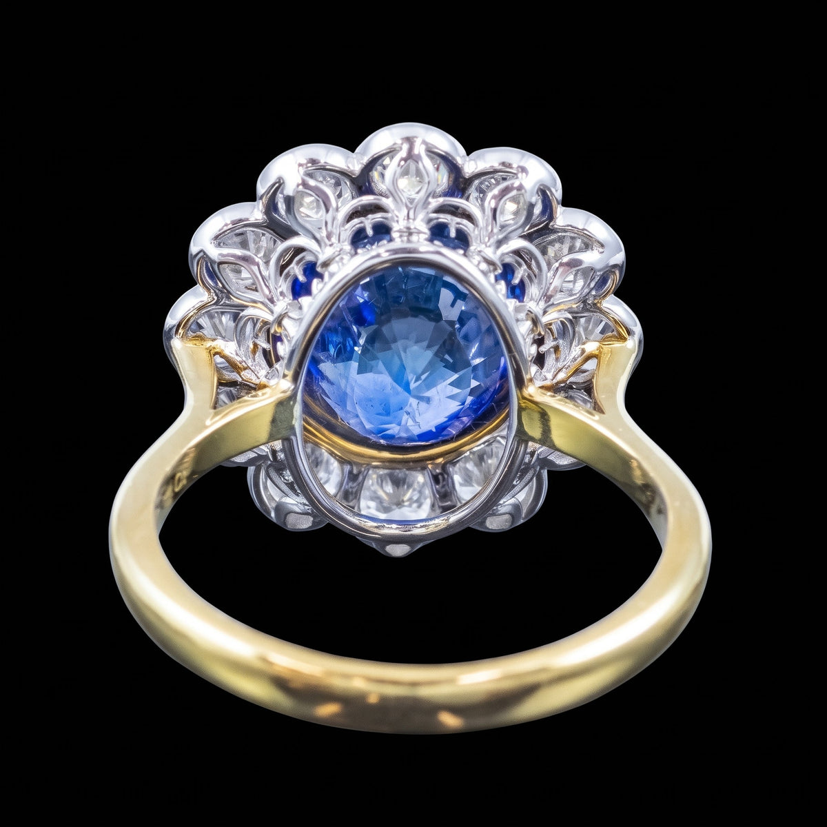 Edwardian Style Sapphire Diamond Daisy Cluster Ring 6.08ct Sapphire With Cert