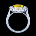 Edwardian Style Sapphire Diamond Daisy Cluster Ring 2.76ct Yellow Sapphire