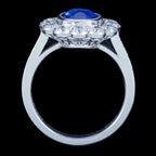 Edwardian Style Sapphire Diamond Daisy Cluster Ring 2.58ct Sapphire 