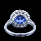 Edwardian Style Sapphire Diamond Halo Cluster Ring 2.66ct Blue Sapphire