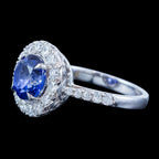 Edwardian Style Sapphire Diamond Halo Cluster Ring 2.66ct Blue Sapphire