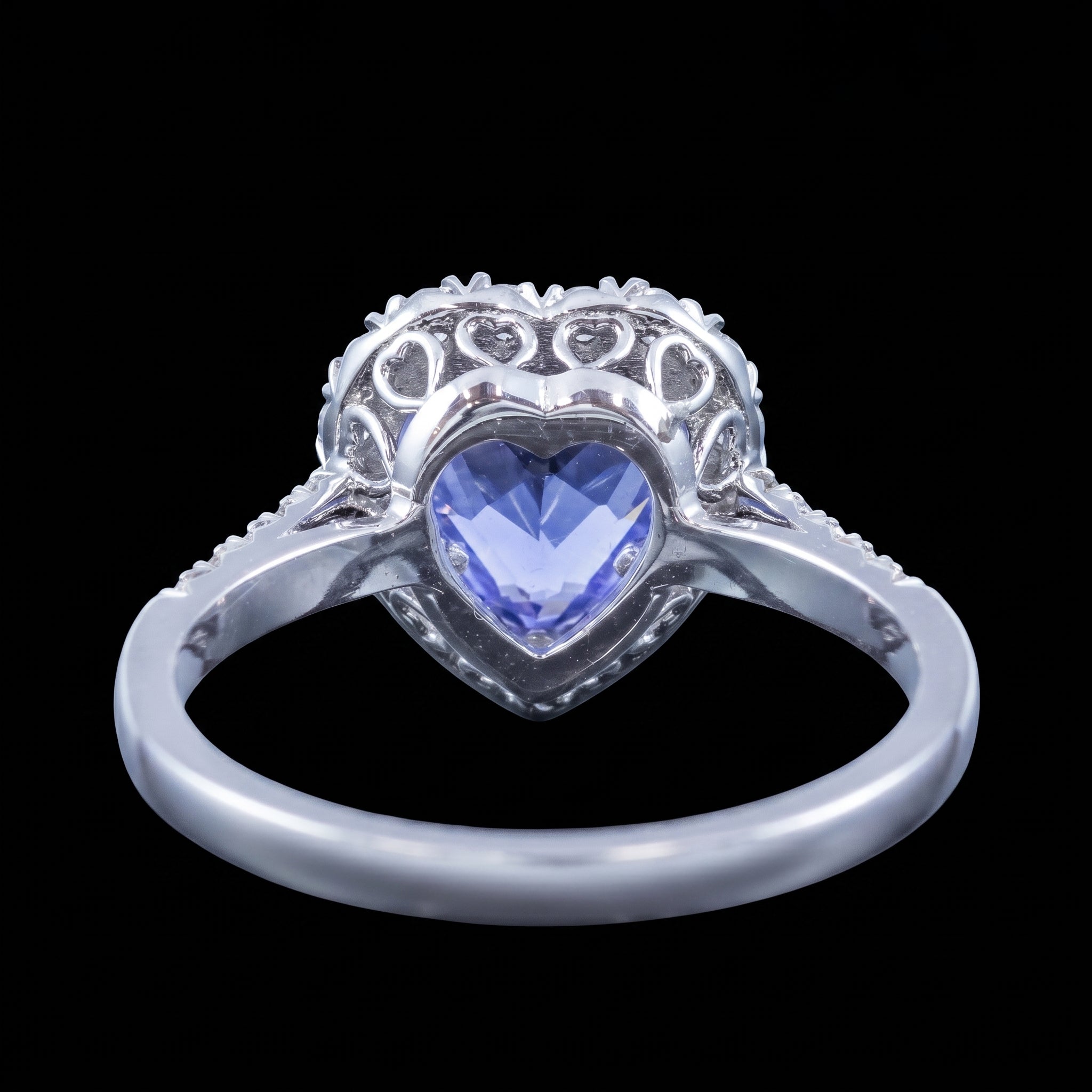 Edwardian Style Sapphire Diamond Heart Cluster Ring 2.37ct Blue Sapphire