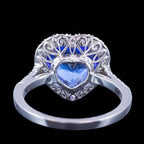 Edwardian Style Tanzanite Diamond Heart Cluster Ring 3.28ct Tanzanite