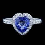 Edwardian Style Sapphire Diamond Heart Cluster Ring 2.37ct Blue Sapphire