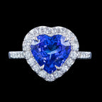Edwardian Style Tanzanite Diamond Heart Cluster Ring 3.28ct Tanzanite