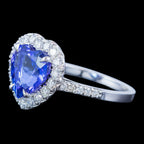 Edwardian Style Tanzanite Diamond Heart Cluster Ring 3.28ct Tanzanite