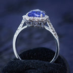Edwardian Style Sapphire Diamond Heart Cluster Ring 2.37ct Blue Sapphire