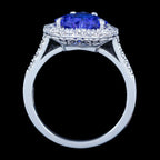 Edwardian Style Tanzanite Diamond Heart Cluster Ring 3.28ct Tanzanite