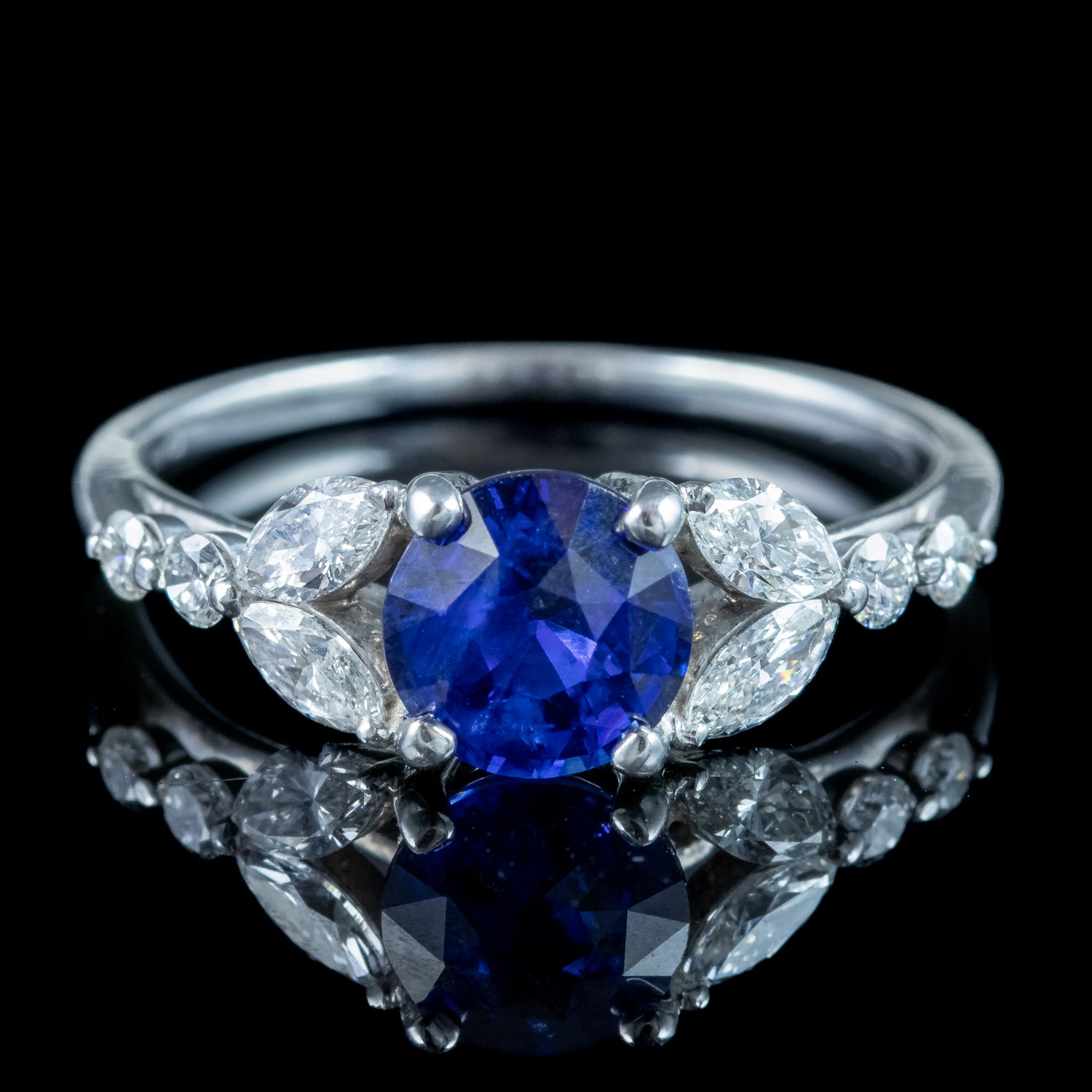 Edwardian Style Sapphire Diamond Ring 0.80ct Blue Sapphire Secondary image