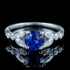 Edwardian Style Sapphire Diamond Ring 0.80ct Blue Sapphire 