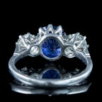 Edwardian Style Sapphire Diamond Trilogy Ring 2.7ct Sapphire 