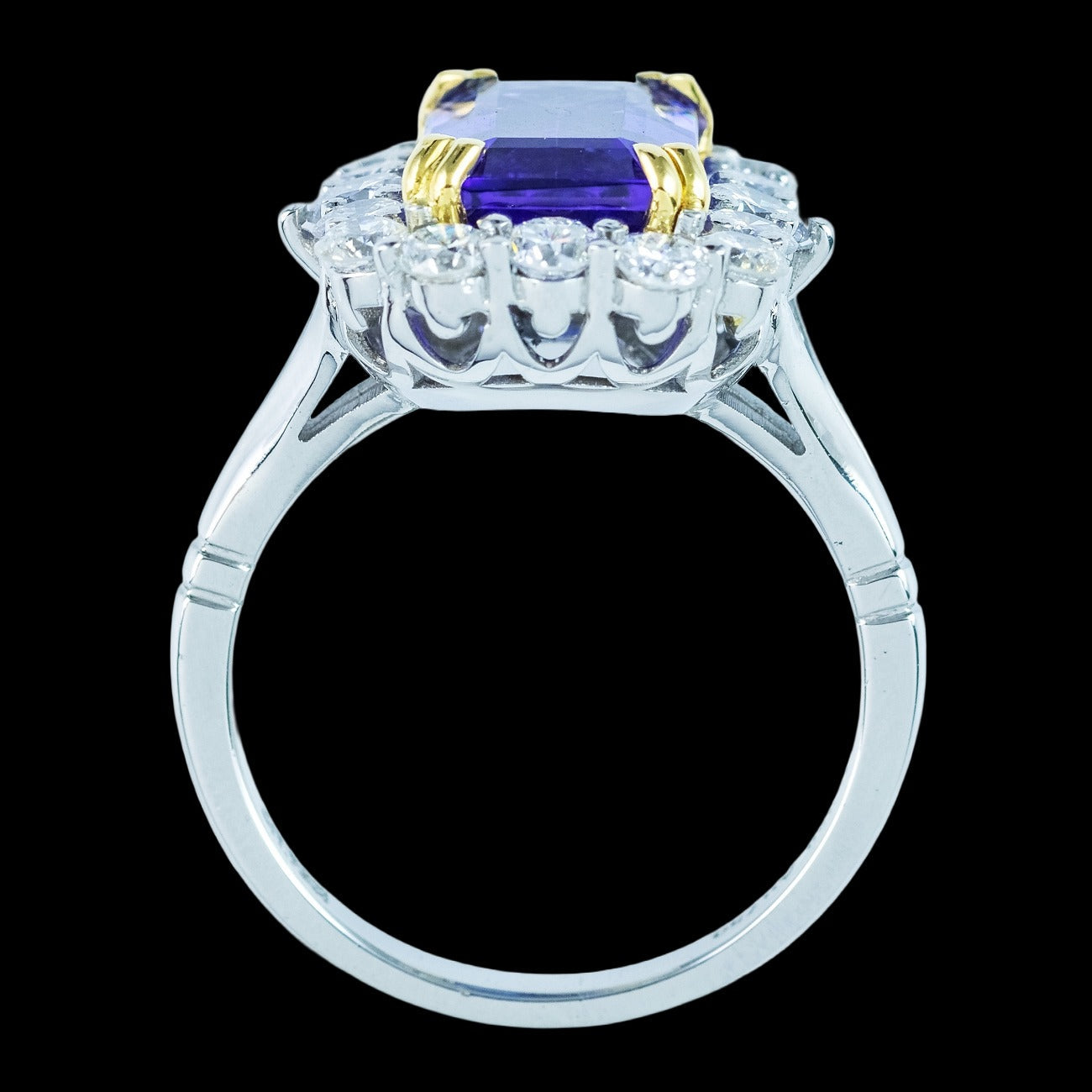 Edwardian Style Tanzanite Diamond Cluster Cocktail Ring 5.54ct Tanzanite