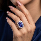 Edwardian Style Tanzanite Diamond Cluster Cocktail Ring 5.54ct Tanzanite