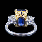 Edwardian Style Tanzanite Diamond Trilogy Ring 6.10ct Tanzanite 