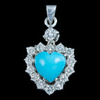 Edwardian Style Turquoise Diamond Heart Pendant Platinum