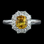 Edwardian Style Yellow Sapphire Diamond Cluster Ring 0.90ct Sapphire