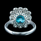 Edwardian Style Zircon Diamond Cluster Ring 5.63ct Blue Zircon