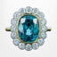 Edwardian Style Zircon Diamond Cluster Cocktail Ring 9.04ct Blue Zircon