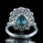Edwardian Style Zircon Diamond Cluster Ring 6.61ct Blue Zircon