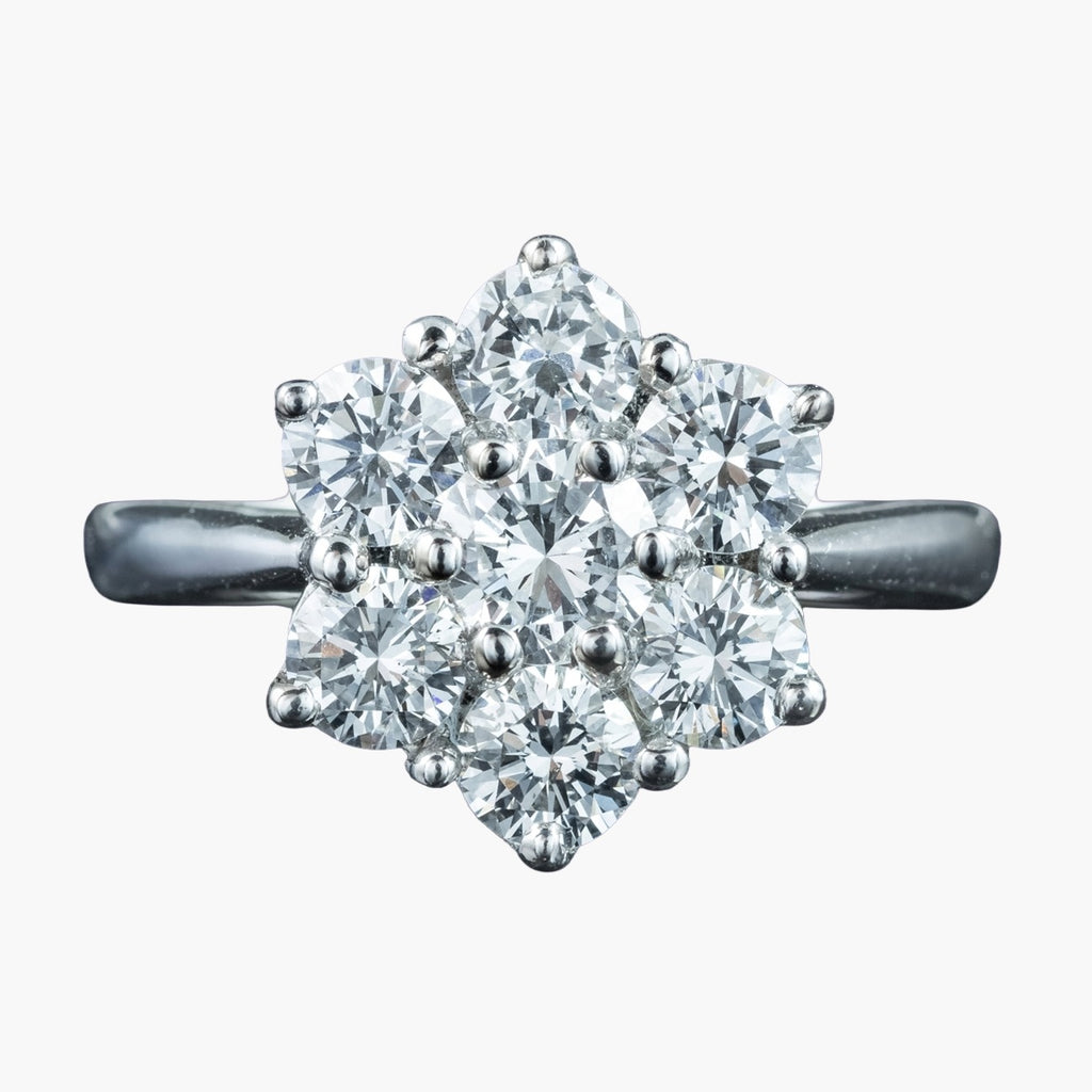 Edwardian Style Diamond Cluster Daisy Ring 1.88ct Total