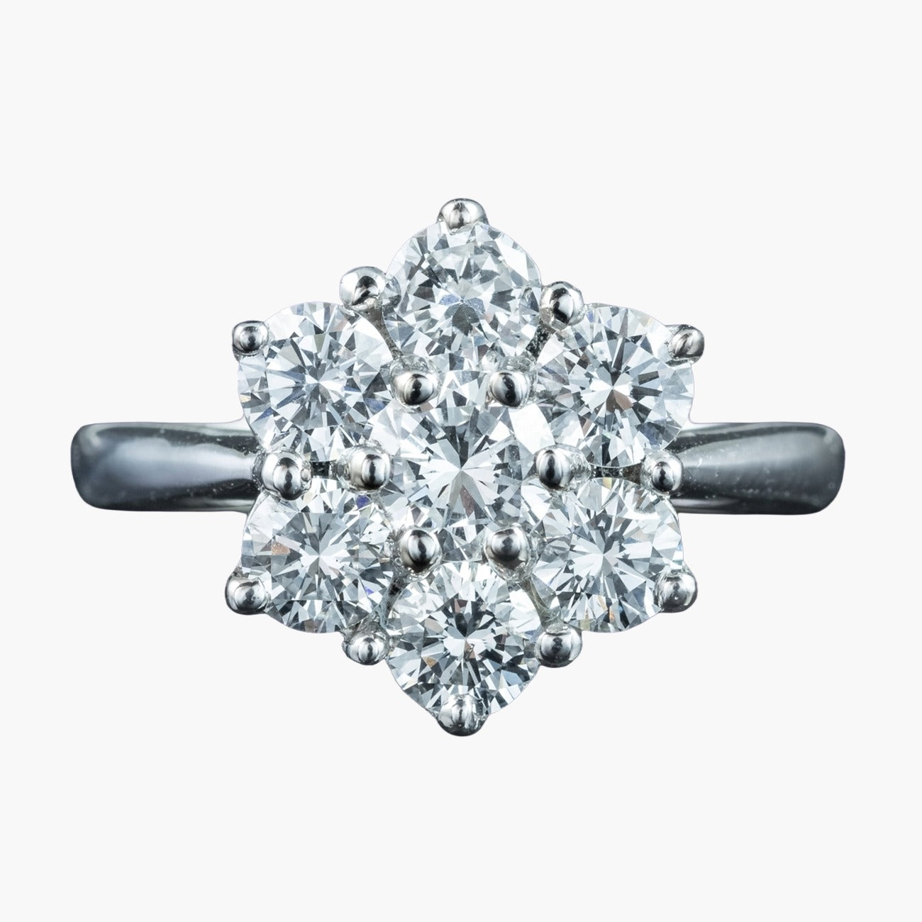 Edwardian Style Diamond Cluster Daisy Ring 1.88ct Total