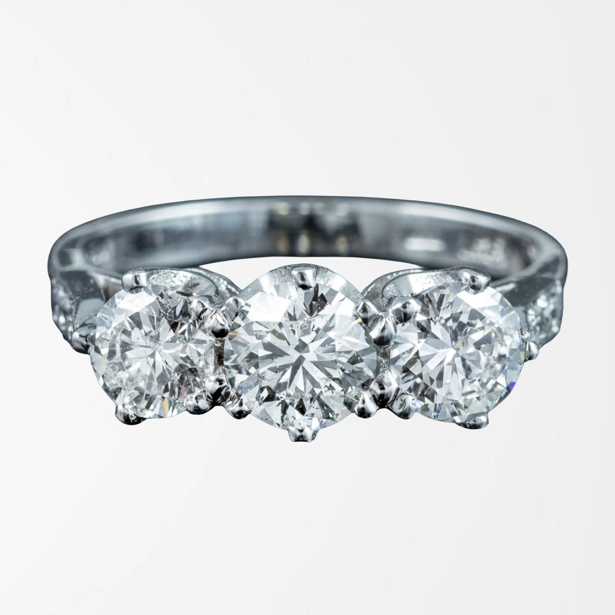 Edwardian Style Diamond Trilogy Ring 1.8ct Total Main image