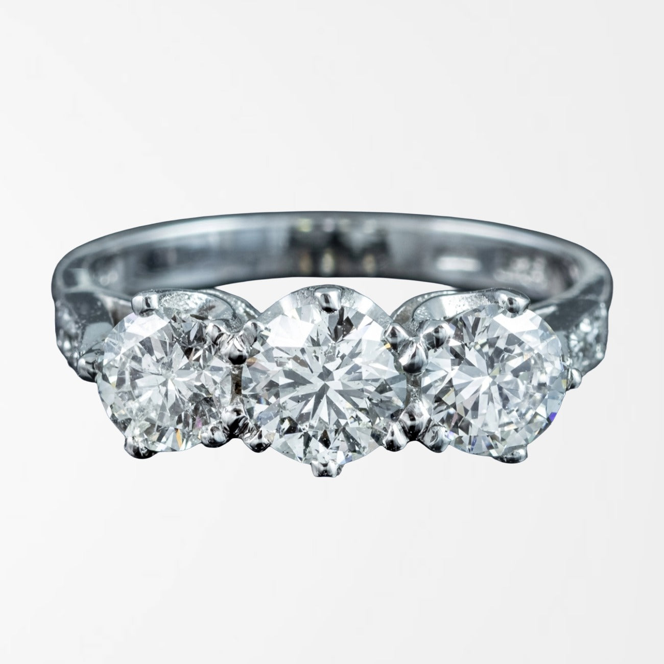 Edwardian Style Diamond Trilogy Ring 1.8ct Total