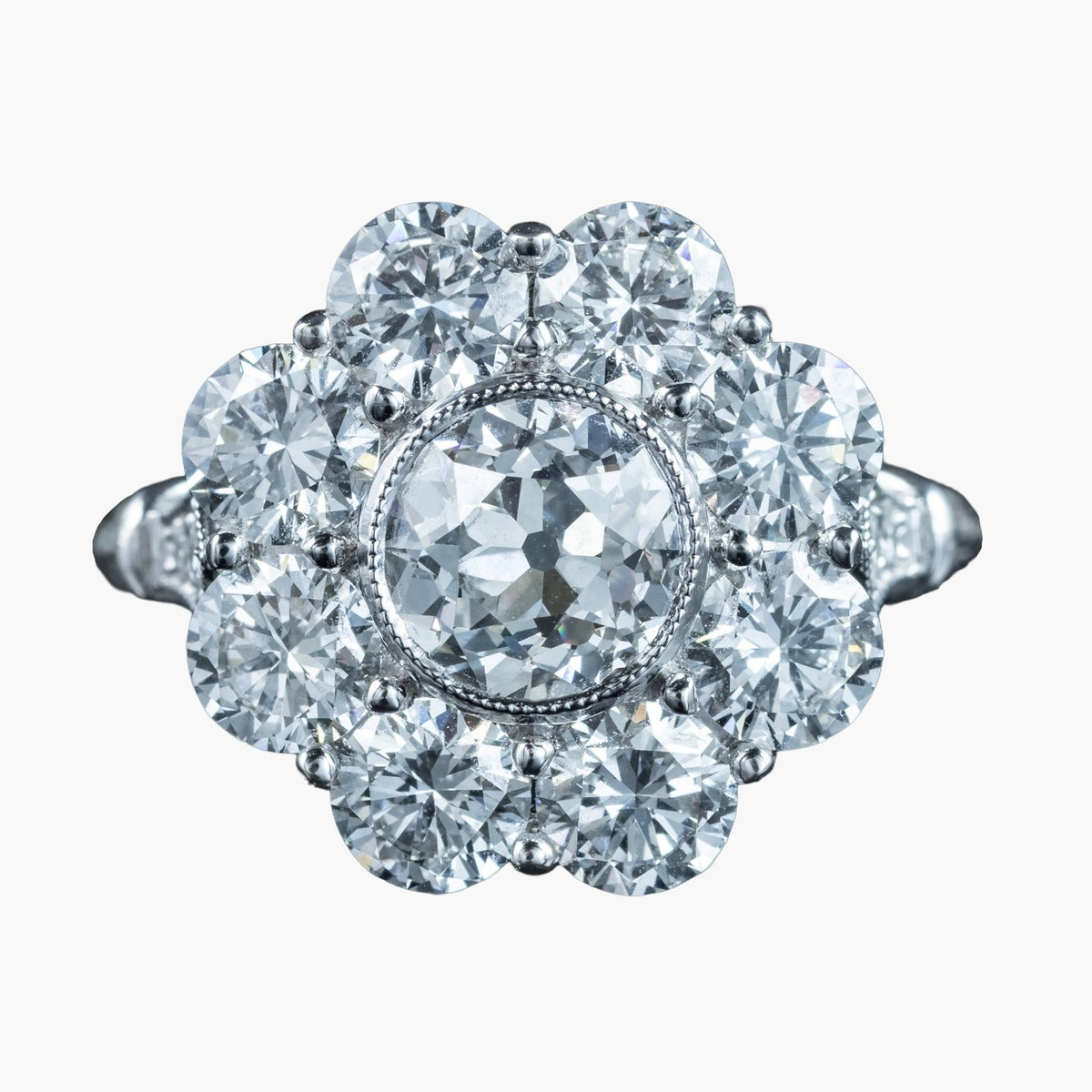 Edwardian Style Lab Grown Diamond Daisy Cluster Ring 3.96ct Total Main image