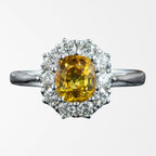 Edwardian Style Yellow Sapphire Diamond Cluster Ring 0.90ct Sapphire