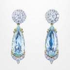 Edwardian Style Aquamarine Diamond Drop Earrings 18ct Gold 7.30ct Aquas