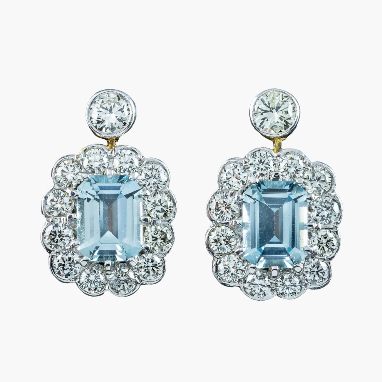 Edwardian Style Aquamarine Diamond Earrings 18ct Gold 2ct Aquas Main image