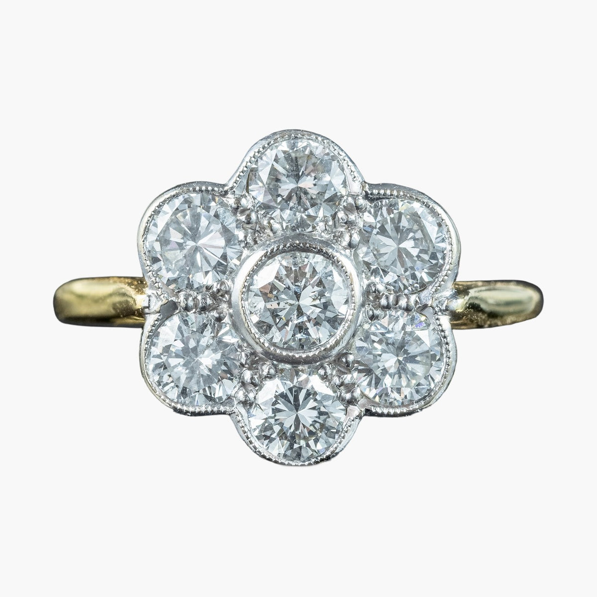 Edwardian Style Diamond Daisy Cluster Ring 1.4ct Total Main image