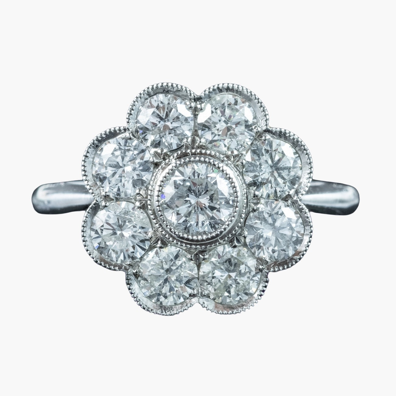 Edwardian Style Diamond Daisy Cluster Ring 2.03ct Total Main image
