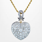 Edwardian Style Diamond Heart Pendant Necklace 3.2ct Total