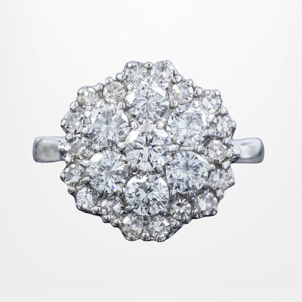 Edwardian Style Diamond Rosette Cluster Ring 2ct Total