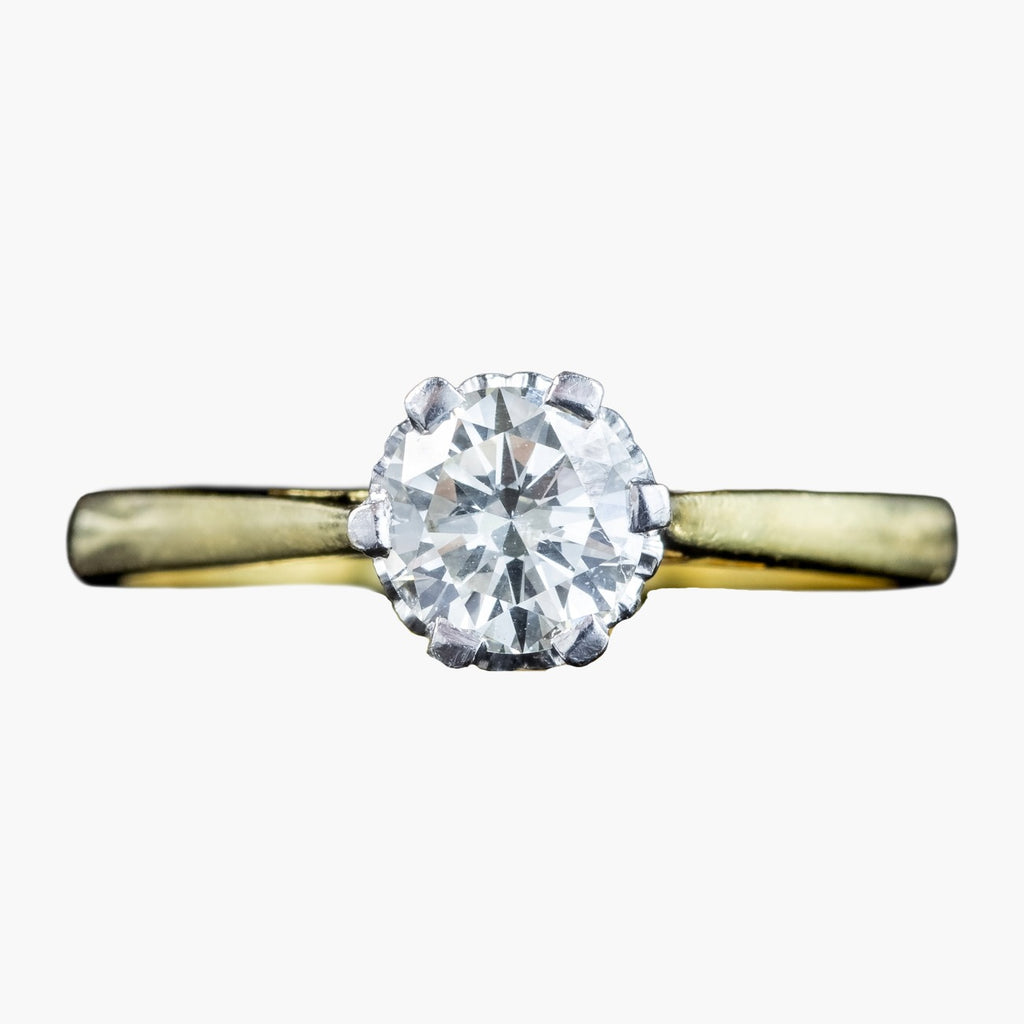 Edwardian Style Diamond Solitaire Ring 0.85ct Diamond
