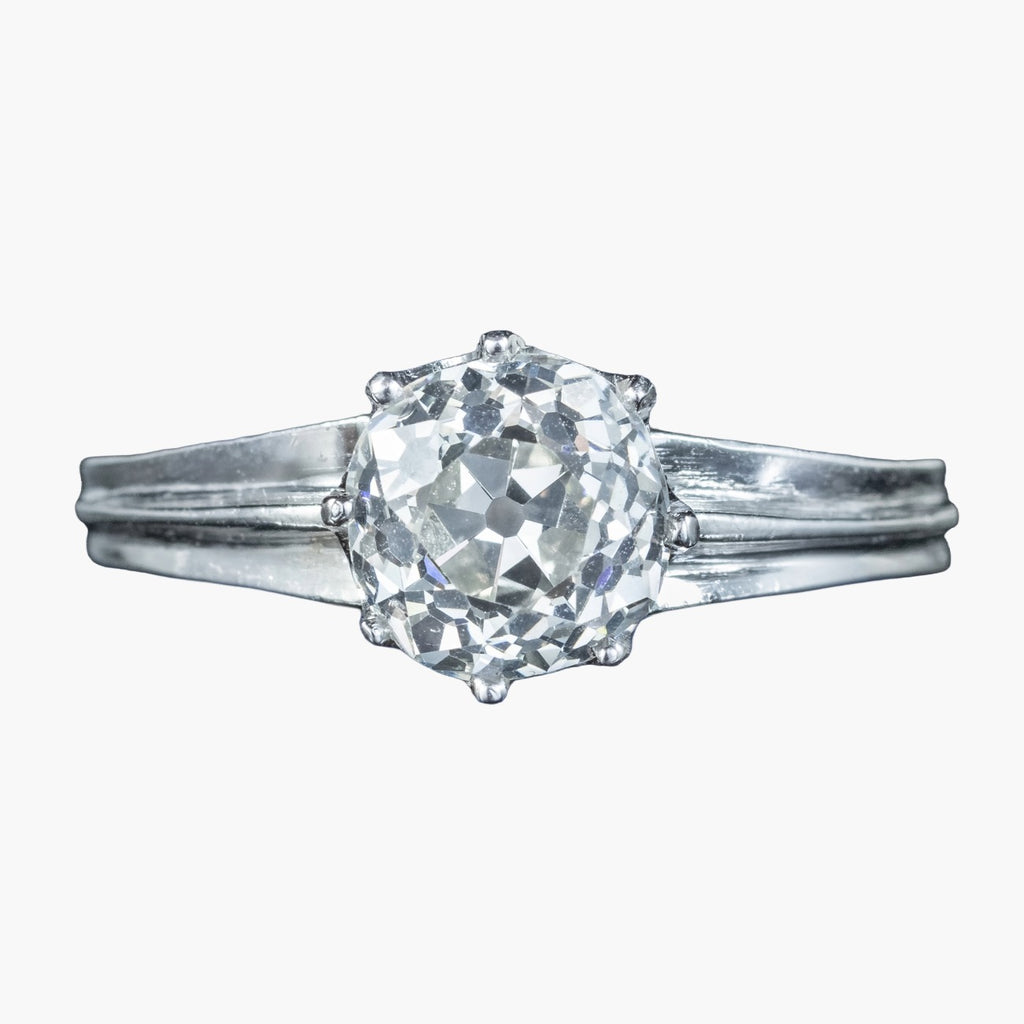 Edwardian Style Diamond Solitaire Ring 1.61ct Diamond With Cert