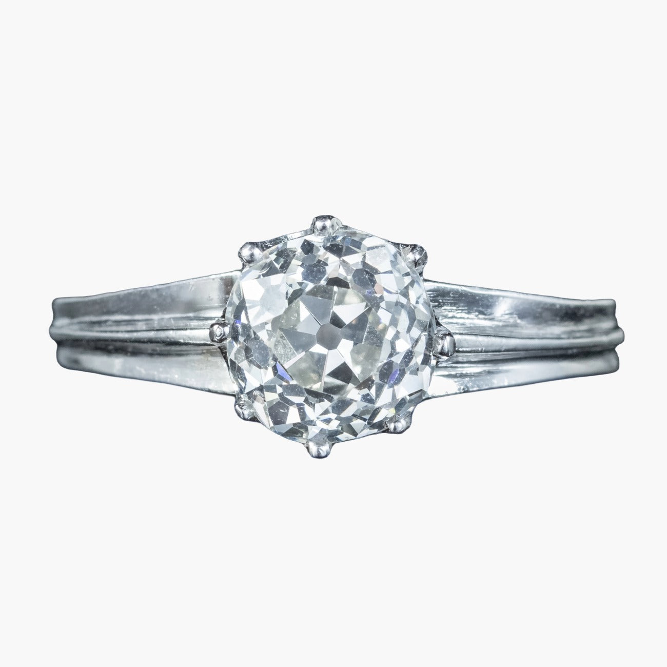 Edwardian Style Diamond Solitaire Ring 1.61ct Diamond With Cert