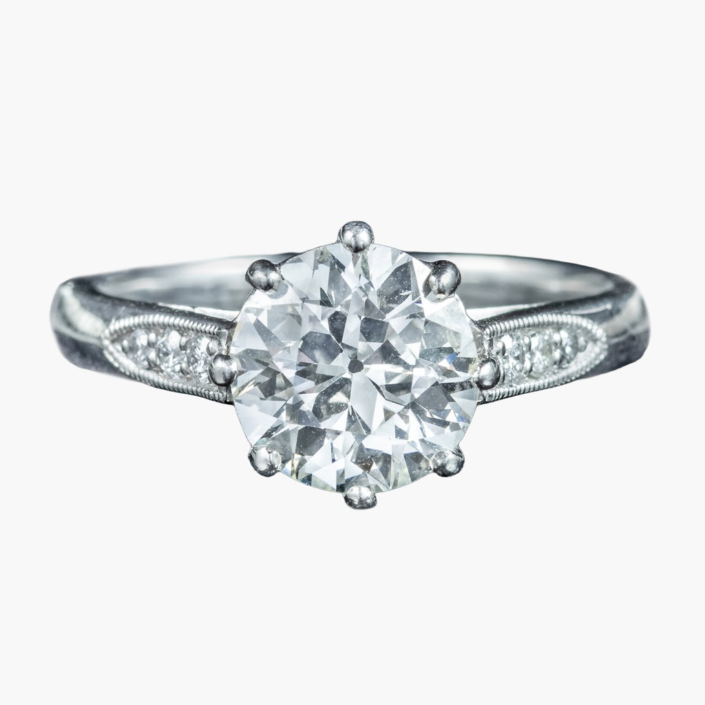 Edwardian Style Diamond Solitaire Ring 1.72ct Diamond With Cert