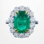 Edwardian Style Emerald Diamond Cluster Cocktail Ring 6.39ct Emerald