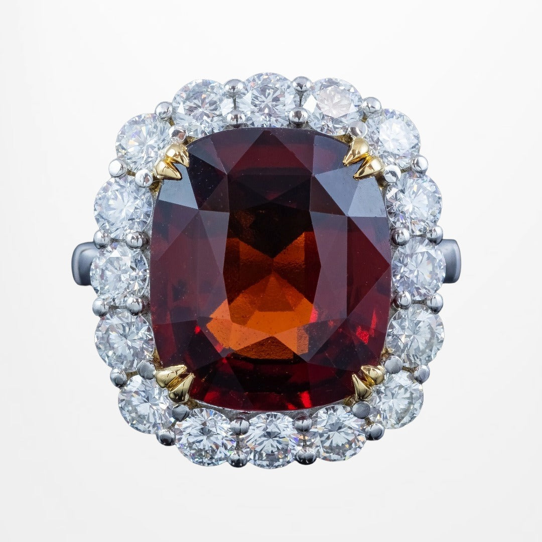 Edwardian Style Garnet Diamond Cluster Cocktail Ring 11.87ct Garnet With Cert Main image