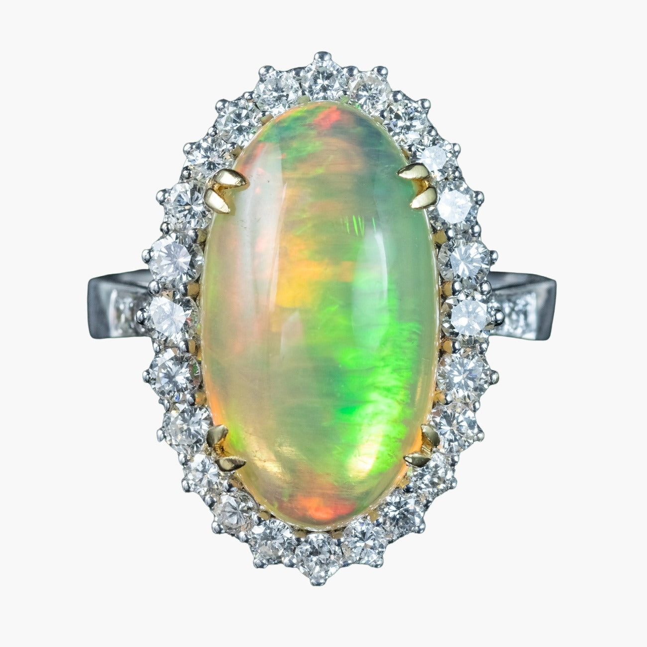 Edwardian Style Opal Diamond Cluster Ring 5.20ct Natural Opal Main image