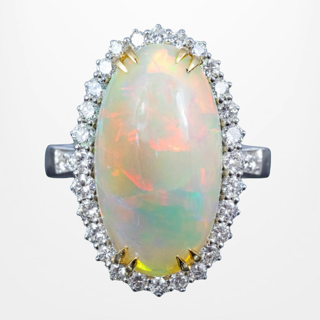 Edwardian Style Opal Diamond Cocktail Ring 5.58ct Natural Opal Main image