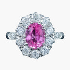 Edwardian Style Pink Sapphire Diamond Cluster Ring 1.75ct Sapphire
