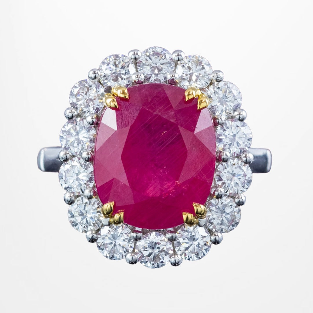 Edwardian Style Ruby Diamond Cluster Ring 9.04ct Greenland Ruby With Cert Main image