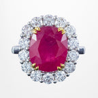 Edwardian Style Ruby Diamond Cluster Ring 9.04ct Greenland Ruby With Cert