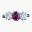 Edwardian Style Ruby Diamond Trilogy Ring 0.90ct Ruby 1.6ct Diamond