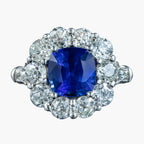 Edwardian Style Sapphire Diamond Cluster Ring 2.42ct Natural Sapphire